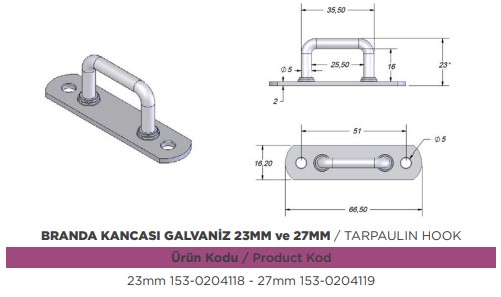 DORSE BRANDA HALAT KOPRUSU 23 MM